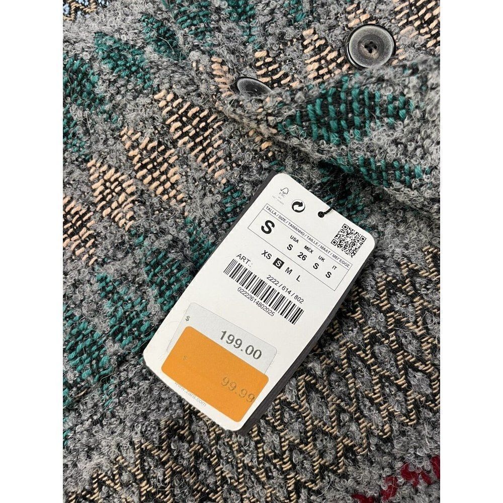 ZARA Fancy Ethnic Jacquard Trench Jacket Women Small Multicolor 2222614802 NWT - Picture 4 of 5